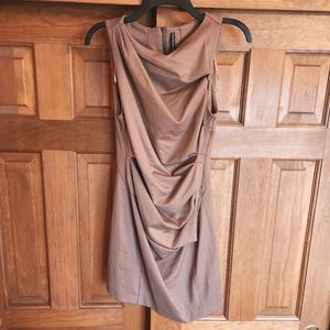 W118 by WALTER BAKER Brown Mini Draped Shift Dress, Size Small